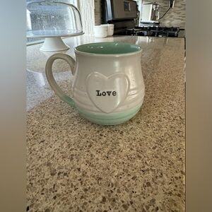 Love Heart Mug - White and Mint Green